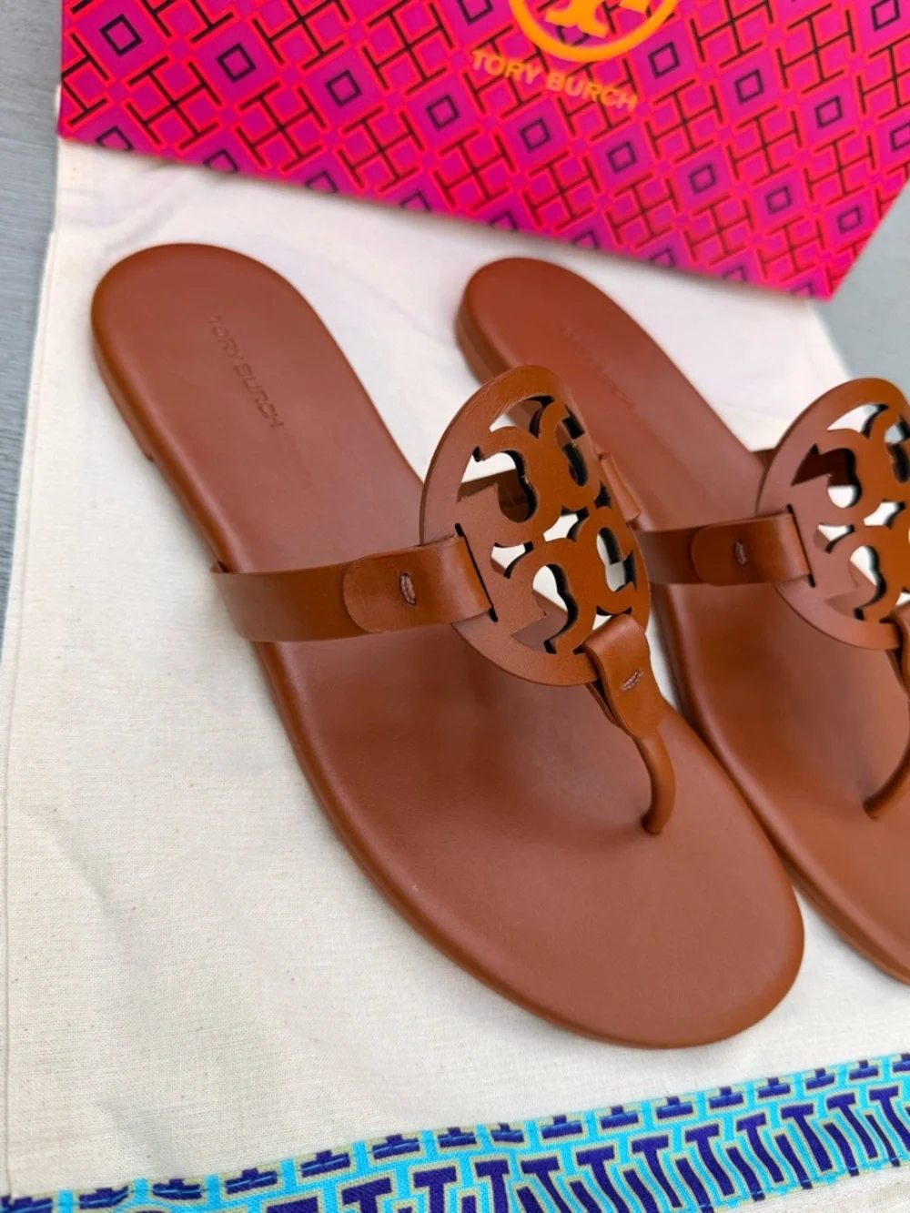Tory Burch Miller Soft Calf Leather Sandals Brown